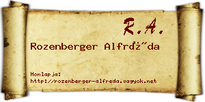Rozenberger Alfréda névjegykártya